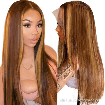 High Quality Brazilian Hair HD Lace Frontal Wigs Pre Plucked Transparent 13*4 Lace Frontal Wig For Black Women Piano Hair Wig